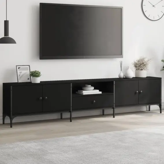 Szafka pod TV, z szufladą, czarna, 200x25x44 cm Lumarko! - Hurtownia wielobranżowa Lumarko Wybór klientów